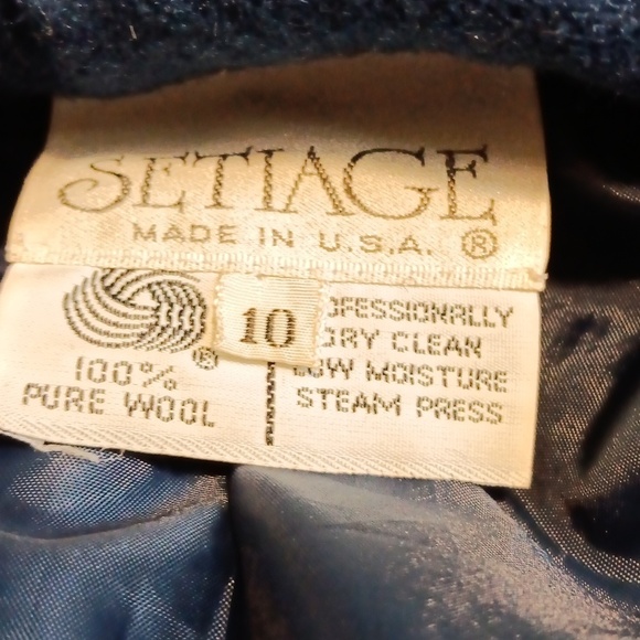 100% Wool Vintage Navy Blue Jacket, Single Button With Hip Pockets Women's 10 - Picture 8 of 8